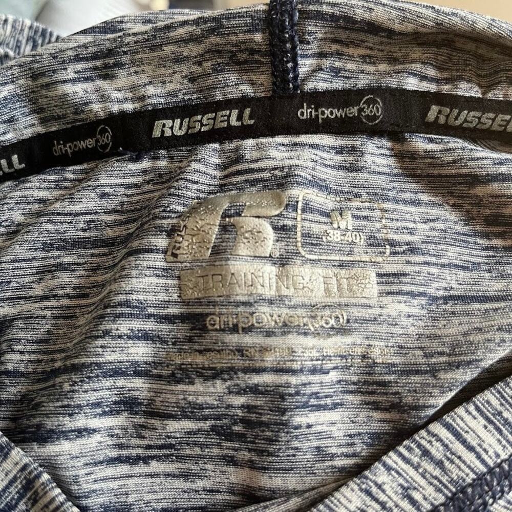 Russell Dri-Power 360 Heathered Navy Gray Hooded Long Sleeve Size Medium - Picture 11 of 11